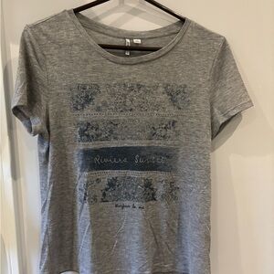 Only Grey Tee with Navy Riviera Graphic - Women